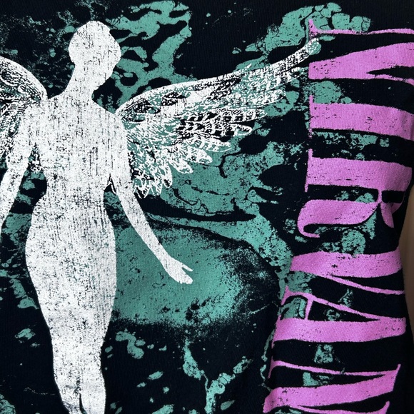 Nirvana Black Tee with Pink and Green Design - Picture 2 of 5